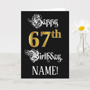 67e verjaardag — Fancy script; Faux Gold Kijk; naa Kaart