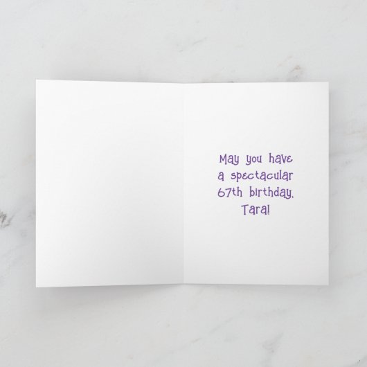 67e verjaardag: Floral Flowers Number, Custom Name Kaart (Binnen)