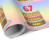 67e verjaardag: Fun Cake and Candles + Custom Name Cadeaupapier (Rol Hoek)