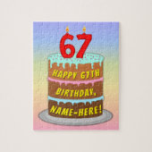 67e verjaardag: Fun Cake and Candles + Custom Name Legpuzzel (Verticaal)