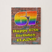 67e verjaardag: Fun Graffiti-geïnspireerde regenbo Legpuzzel (Verticaal)