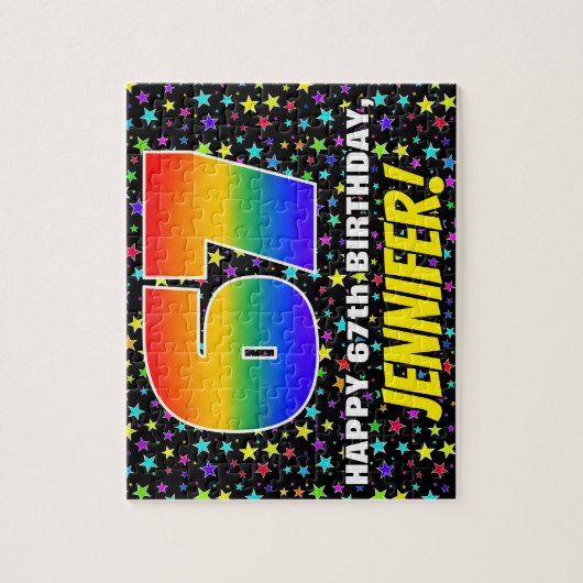 67e verjaardag — Fun, kleurrijk Star Field Pattern Legpuzzel (Verticaal)