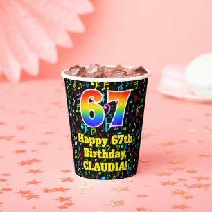 67e verjaardag: Fun Muzieknoten Pattern, Rainbow 6 Papieren Bekers