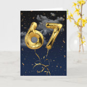 67e verjaardag Gold Mylar ballon en Confetti Card Kaart (Gele Bloem)