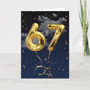 67e verjaardag Gold Mylar ballon en Confetti Card Kaart