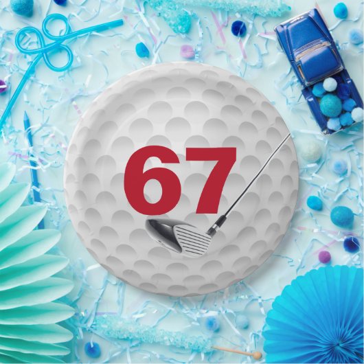 67e verjaardag golfbal design papier Bord (Feest)