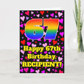 67e verjaardag: Heatpatroon liefhebbend, regenboog Kaart (Voorkant)