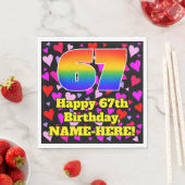 67e verjaardag: Heatpatroon liefhebbend, regenboog Servet (Insitu)