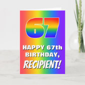 67e verjaardag: kleurrijk, vun regenboogpatroon #  kaart (Voorkant)