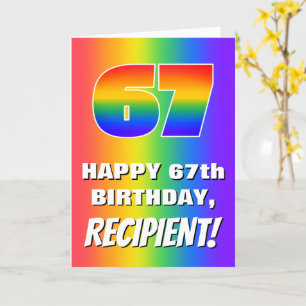 67e verjaardag: kleurrijk, vun regenboogpatroon # kaart