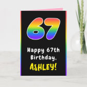 67e verjaardag: kleurrijke regenboog # 67, Naam va Kaart (Voorkant)