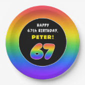 67e verjaardag: kleurrijke regenboog # 67, Naam va Papieren Bordje (Voorkant)