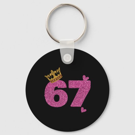 67e verjaardag kroon 67 jaar oud Bday Sleutelhanger (Voorkant)