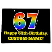 67e verjaardag ~ Leuk, Kleurrijk, Levendig, Regenb Groot Cadeauzakje (Voorkant)