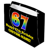 67e verjaardag ~ Leuk, Kleurrijk, Levendig, Regenb Groot Cadeauzakje (Achterkant Gekanteld)