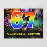 67e Verjaardag – Leuk Vuurwerk Patroon + Regenboog