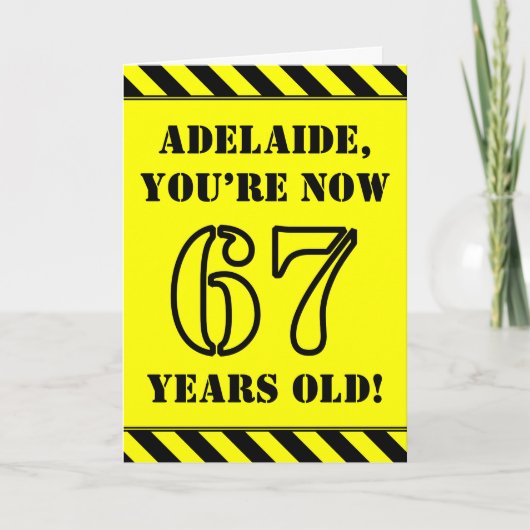 67e verjaardag: Leuke stencil stijl tekst, aangepa Kaart (Voorkant)