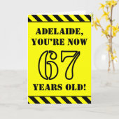 67e verjaardag: Leuke stencil stijl tekst, aangepa Kaart (Gele Bloem)