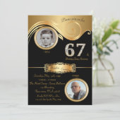 67e, Verjaardag Man 67e, elegant art deco, zwart g Kaart (Staand voorkant)