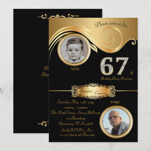 67e, Verjaardag Man 67e, elegant art deco, zwart g Kaart