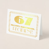 67e verjaardag; naam + Art Deco geïnspireerd look Folie Kaarten (Voorkant)