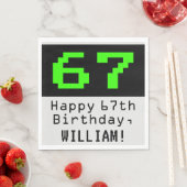 67e verjaardag - Nerdy / Geeky Style "67" & naam Servet (Insitu)
