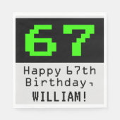67e verjaardag - Nerdy / Geeky Style "67" & naam Servet (Voorkant)