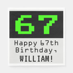 67e verjaardag - Nerdy / Geeky Style "67" & naam Servet