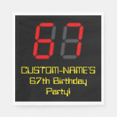67e verjaardag: Red Digital Clock Style "67" + naa Servet (Voorkant)