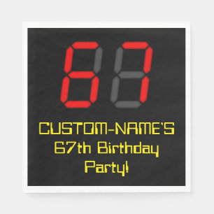 67e verjaardag: Red Digital Clock Style "67" + naa Servet