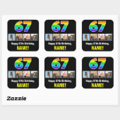 67e verjaardag: Regenboog "67"; Aangepaste foto's  Vierkante Sticker (Vel)