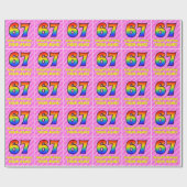 67e verjaardag: roze strepen & harten, regenboog # cadeaupapier (Vlak)