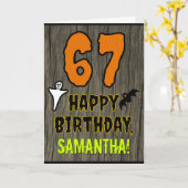 67e verjaardag: Spooky Halloween Thema, aangepaste Kaart (Gele Bloem)