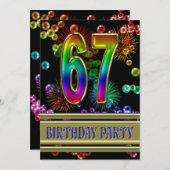 67e verjaardag Uitnodiging met bellen (Voorkant / Achterkant)