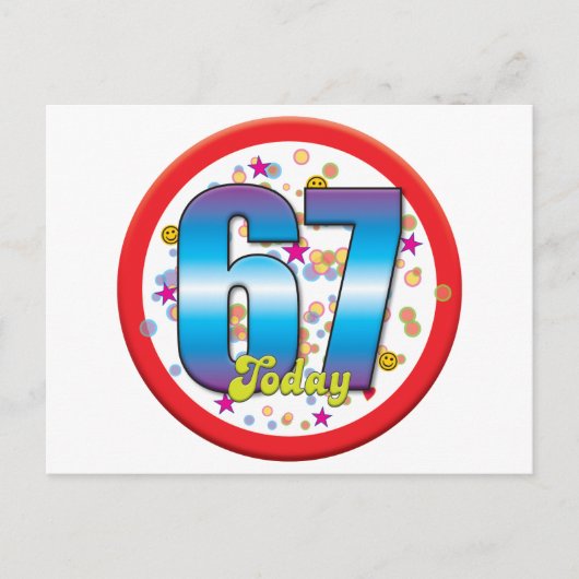 67e verjaardag vandaag v2 briefkaart (Voorkant)