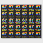 67e verjaardag: Vet, Vun, Eenvoudig, Regenboog 67 Cadeaupapier (Vlak)