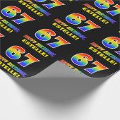 67e verjaardag: Vet, Vun, Eenvoudig, Regenboog 67 Cadeaupapier (Hoek)