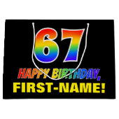 67e verjaardag: Vet, Vun, Eenvoudig, Regenboog 67 Groot Cadeauzakje (Voorkant)