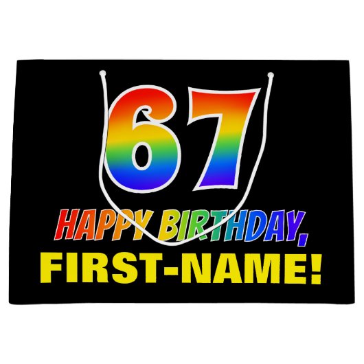 67e verjaardag: Vet, Vun, Eenvoudig, Regenboog 67 Groot Cadeauzakje (Voorkant)