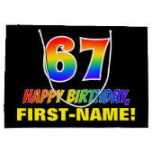 67e verjaardag: Vet, Vun, Eenvoudig, Regenboog 67 Groot Cadeauzakje (Achterkant)