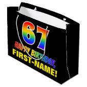 67e verjaardag: Vet, Vun, Eenvoudig, Regenboog 67 Groot Cadeauzakje (Achterkant Gekanteld)
