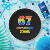 67e verjaardag: Vet, Vun, Eenvoudig, Regenboog 67 Papieren Bordje (Feest)