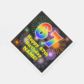 67e verjaardag: Vuurwerk Fun Pattern + Regenboog 6 Servet (Hoek)