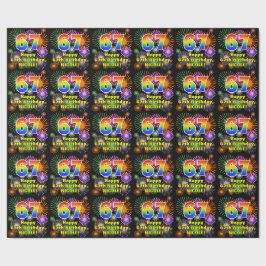 67e verjaardag: vuurwerk, regenboogblik # "67" cadeaupapier