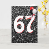 67e Verjaardagsballonnen op Zwarte Glitter Kaart (Gele Bloem)