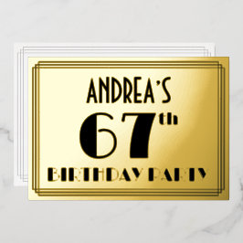 67e Verjaardagsfeest — Art Deco Uiterlijk “67” + N Folie Uitnodiging