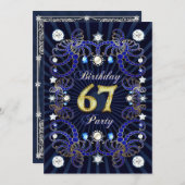 67e verjaardagsfeest met juwelenmassa's kaart (Voorkant / Achterkant)