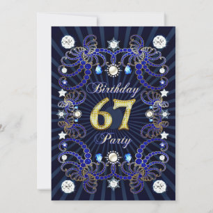 67e verjaardagsfeest met juwelenmassa's kaart