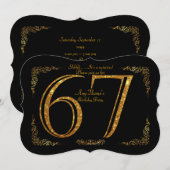 67e verjaardagsfeestje 67e, grote Gatsby, zwart &  Kaart (Voorkant / Achterkant)