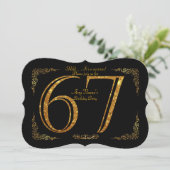 67e verjaardagsfeestje 67e, grote Gatsby, zwart &  Kaart (Staand voorkant)